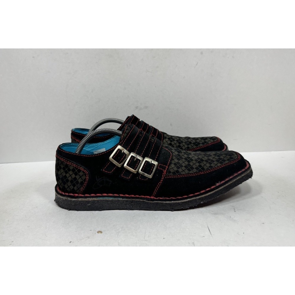 John Fluevog Creeper Tri-Strap Red Black Shoes Men's Size 10